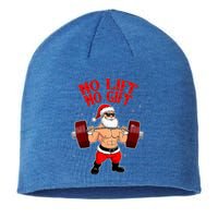 No Lift No Gift Funny Santa Weightlifting Gym Bodybuilder Sustainable Beanie