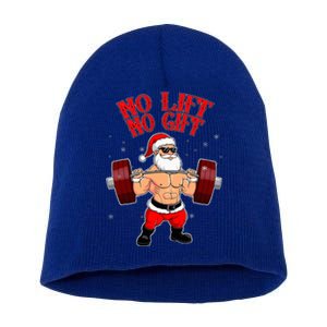 No Lift No Gift Funny Santa Weightlifting Gym Bodybuilder Short Acrylic Beanie