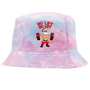 No Lift No Gift Funny Santa Weightlifting Gym Bodybuilder Tie-Dyed Bucket Hat