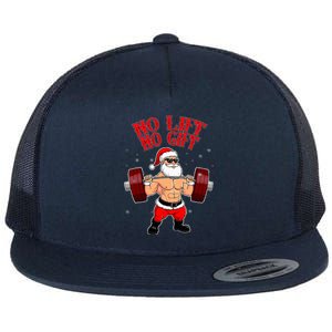 No Lift No Gift Funny Santa Weightlifting Gym Bodybuilder Flat Bill Trucker Hat