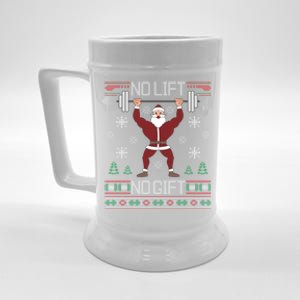 No Lift No Gift Ugly Christmas Gym Coach Santa Claus Meaningful Gift Beer Stein