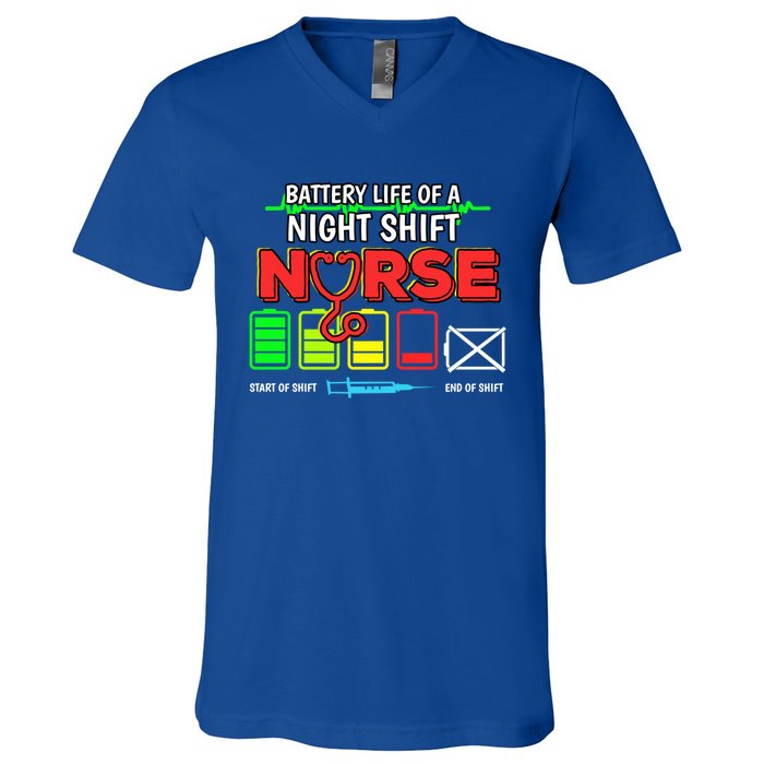 Nurse Lifesavers Nursing Energy Night Shift Battery Life Gift V-Neck T-Shirt