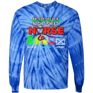 Nurse Lifesavers Nursing Energy Night Shift Battery Life Gift Tie-Dye Long Sleeve Shirt