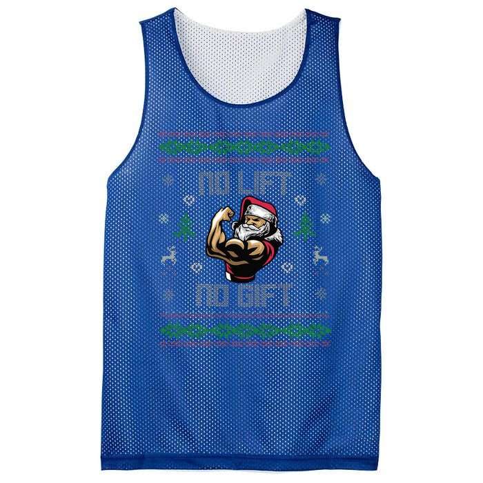 No Lift No Gift Gym Powerlifting Ugly Christmas Sweater Sant Gift Mesh Reversible Basketball Jersey Tank