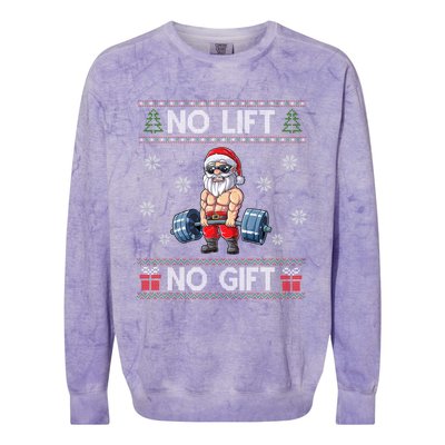 No Lift No Funny Gift Santa Gym Workout Ugly Christmas Sweater Cool Gift Colorblast Crewneck Sweatshirt