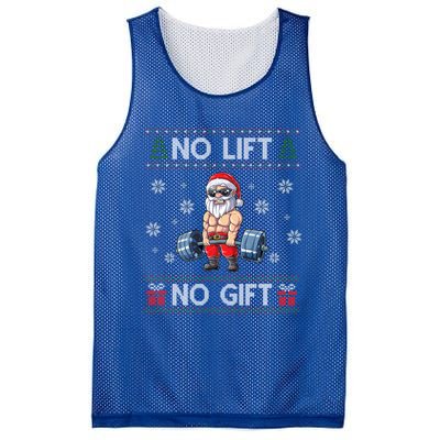 No Lift No Funny Gift Santa Gym Workout Ugly Christmas Sweater Cool Gift Mesh Reversible Basketball Jersey Tank