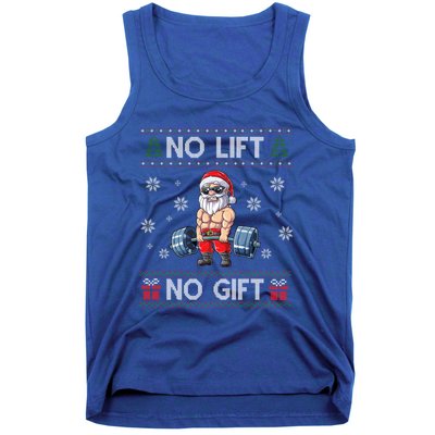 No Lift No Funny Gift Santa Gym Workout Ugly Christmas Sweater Cool Gift Tank Top