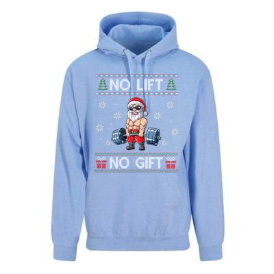 No Lift No Funny Gift Santa Gym Workout Ugly Christmas Sweater Cool Gift Unisex Surf Hoodie