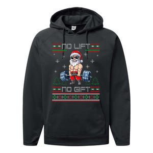 No Lift No Gift Ugly Christmas Sweater Gym Santa Gifts Performance Fleece Hoodie