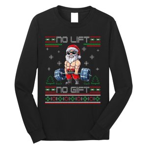 No Lift No Gift Ugly Christmas Sweater Gym Santa Gifts Long Sleeve Shirt