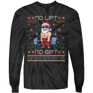 No Lift No Gift Ugly Christmas Sweater Gym Santa Gifts Tie-Dye Long Sleeve Shirt