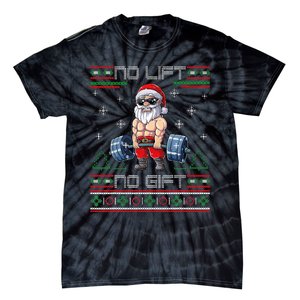 No Lift No Gift Ugly Christmas Sweater Gym Santa Gifts Tie-Dye T-Shirt