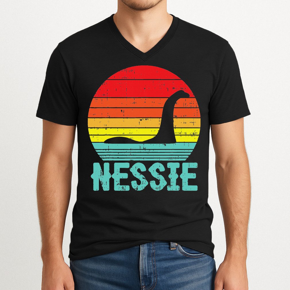 Nessie Loch Ness Monster Retro Nessy Animal Lover V-Neck T-Shirt