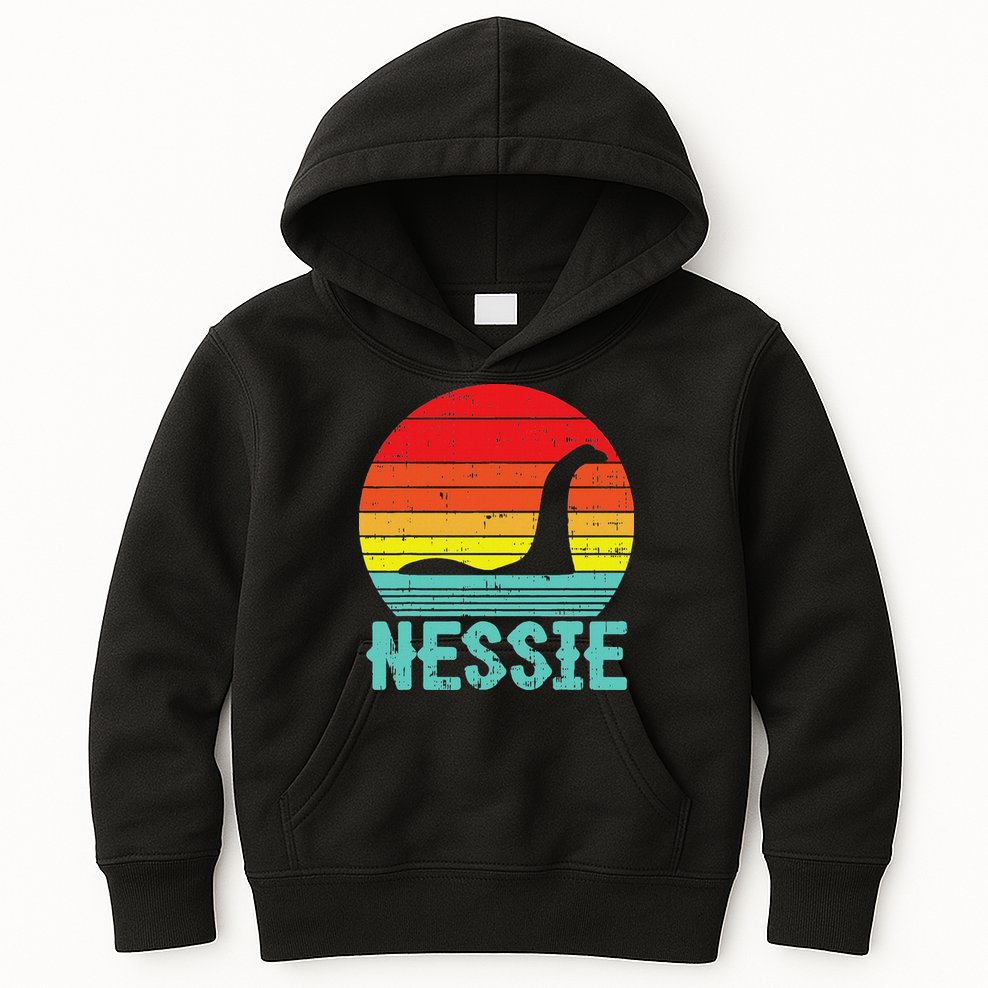 Nessie Loch Ness Monster Retro Nessy Animal Lover Kids Hoodie