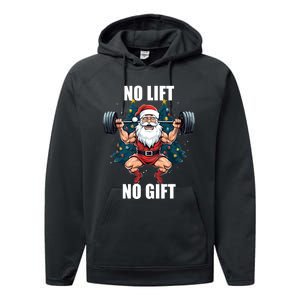 No Lift No Gift Santa Claus Christmas Gym Bodybuilding Performance Fleece Hoodie