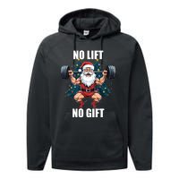 No Lift No Gift Santa Claus Christmas Gym Bodybuilding Performance Fleece Hoodie