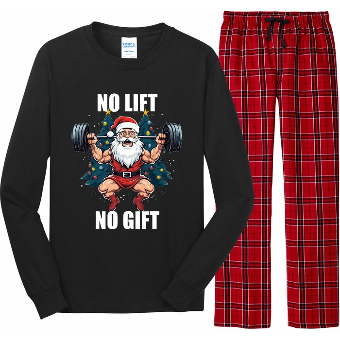 No Lift No Gift Santa Claus Christmas Gym Bodybuilding Long Sleeve Pajama Set