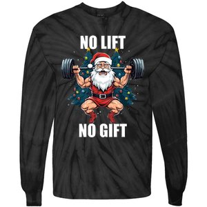 No Lift No Gift Santa Claus Christmas Gym Bodybuilding Tie-Dye Long Sleeve Shirt