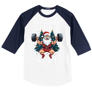 No Lift No Gift Santa Claus Christmas Gym Bodybuilding Baseball Sleeve Shirt