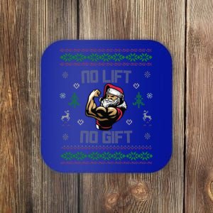 No Lift No Gift Gym Powerlifting Ugly Christmas Sweater Sant Funny Gift Coaster