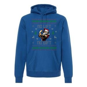 No Lift No Gift Gym Powerlifting Ugly Christmas Sweater Sant Funny Gift Premium Hoodie