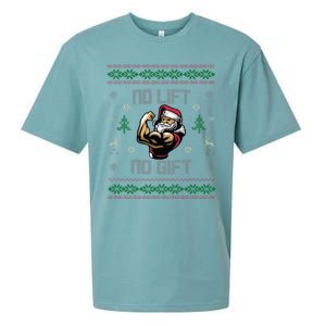 No Lift No Gift Gym Powerlifting Ugly Christmas Sweater Sant Funny Gift Sueded Cloud Jersey T-Shirt