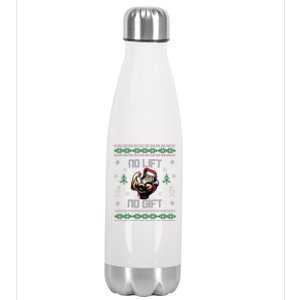 No Lift No Gift Gym Powerlifting Ugly Christmas Sweater Sant Funny Gift Stainless Steel Insulated Water Bottle