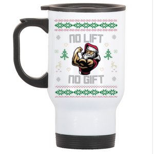 No Lift No Gift Gym Powerlifting Ugly Christmas Sweater Sant Funny Gift Stainless Steel Travel Mug