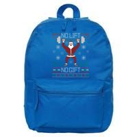 No Lift No Gift Ugly Christmas Santa Claus Gym Gift 16 in Basic Backpack