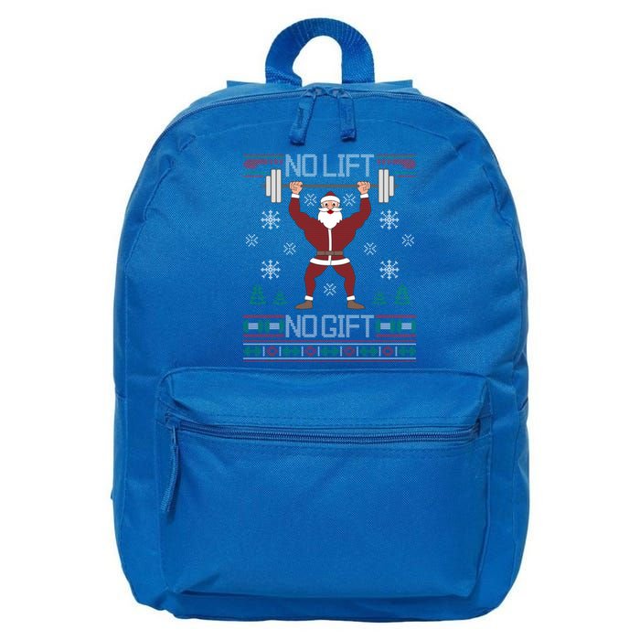 No Lift No Gift Ugly Christmas Santa Claus Gym Gift 16 in Basic Backpack