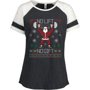 No Lift No Gift Santa Gym Workout Ugly Christmas Sweater Cool Gift Enza Ladies Jersey Colorblock Tee