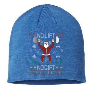 No Lift No Gift Santa Gym Workout Ugly Christmas Sweater Cool Gift Sustainable Beanie