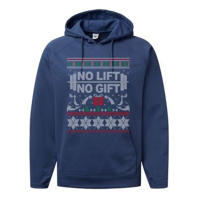 No Lift No Gift Ugly Christmas Sweater Bodybuilder Xmas Gift Cool Gift Performance Fleece Hoodie