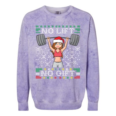 No Lift No Gift Ugly Christmas Sweater Gym Miss Santa Claus Gift Colorblast Crewneck Sweatshirt