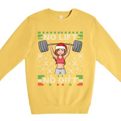 No Lift No Gift Ugly Christmas Sweater Gym Miss Santa Claus Gift Premium Crewneck Sweatshirt