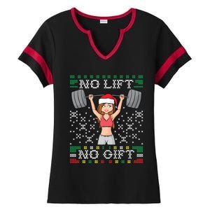 No Lift No Gift Ugly Christmas Sweater Gym Miss Santa Claus Gift Ladies Halftime Notch Neck Tee