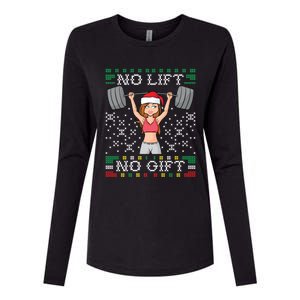 No Lift No Gift Ugly Christmas Sweater Gym Miss Santa Claus Gift Womens Cotton Relaxed Long Sleeve T-Shirt