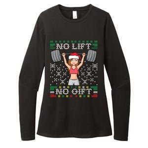 No Lift No Gift Ugly Christmas Sweater Gym Miss Santa Claus Gift Womens CVC Long Sleeve Shirt