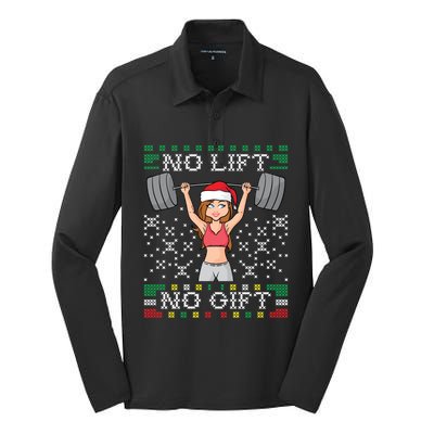 No Lift No Gift Ugly Christmas Sweater Gym Miss Santa Claus Gift Silk Touch Performance Long Sleeve Polo