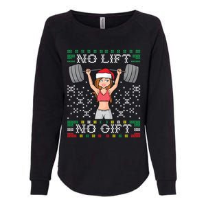 No Lift No Gift Ugly Christmas Sweater Gym Miss Santa Claus Gift Womens California Wash Sweatshirt