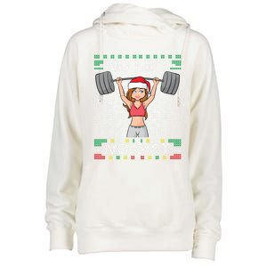 No Lift No Gift Ugly Christmas Sweater Gym Miss Santa Claus Gift Womens Funnel Neck Pullover Hood