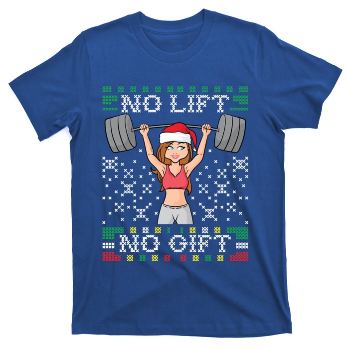 No Lift No Gift Ugly Christmas Sweater Gym Miss Santa Claus Gift T-Shirt