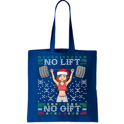 No Lift No Gift Ugly Christmas Sweater Gym Miss Santa Claus Gift Tote Bag