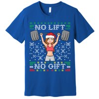 No Lift No Gift Ugly Christmas Sweater Gym Miss Santa Claus Gift Premium T-Shirt