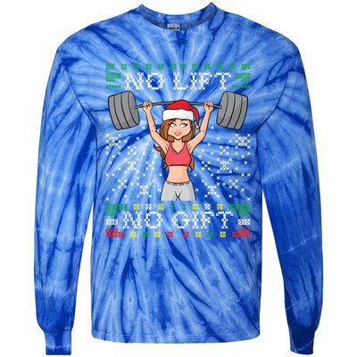 No Lift No Gift Ugly Christmas Sweater Gym Miss Santa Claus Gift Tie-Dye Long Sleeve Shirt