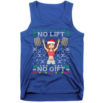 No Lift No Gift Ugly Christmas Sweater Gym Miss Santa Claus Gift Tank Top