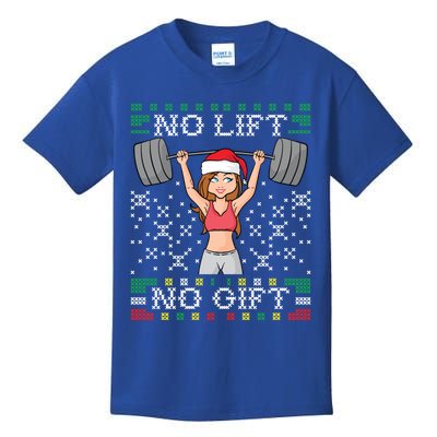 No Lift No Gift Ugly Christmas Sweater Gym Miss Santa Claus Gift Kids T-Shirt