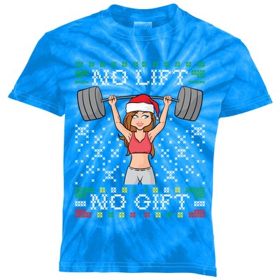 No Lift No Gift Ugly Christmas Sweater Gym Miss Santa Claus Gift Kids Tie-Dye T-Shirt