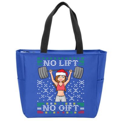 No Lift No Gift Ugly Christmas Sweater Gym Miss Santa Claus Gift Zip Tote Bag