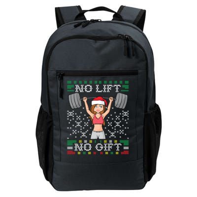 No Lift No Gift Ugly Christmas Sweater Gym Miss Santa Claus Gift Daily Commute Backpack